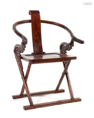 A Huanghuali Folding Chair, Jiaoyi Height 39 x width 26