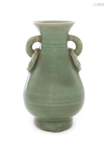 A Longquan Celadon Glazed Porcelain Vase Height 6 1/4