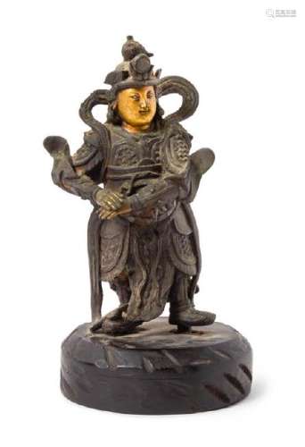 A Parcel-Gilt Bronze Figure of the Guardian Weituo