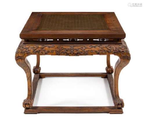 * A Chinese Hardwood Game Table, Qizhuo Height 29 x