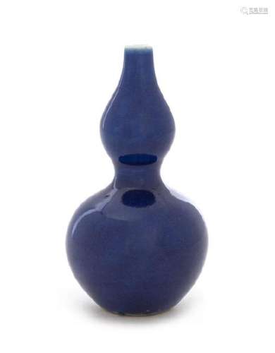 * A Small Chinese Blue Glazed Porcelain Double Gourd