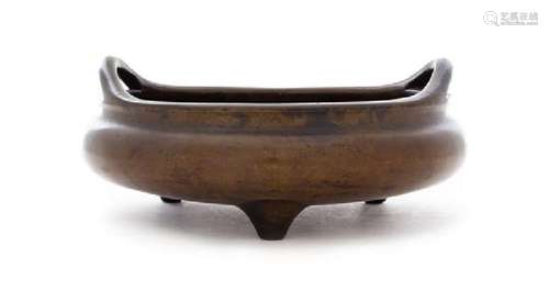 * A Bronze Tripod Censer Diameter 9 1/2 inches.