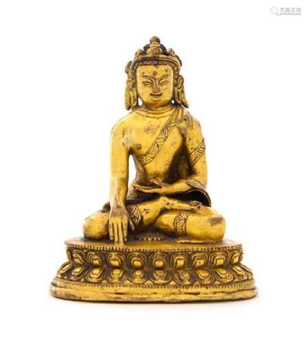 A Sino-Tibetan Gilt Bronze Figure of a Bodhisattva