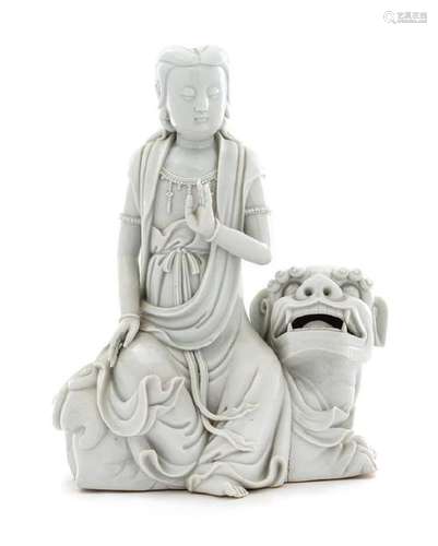 * A Blanc-de-Chine Porcelain Figure of Guanyin Height