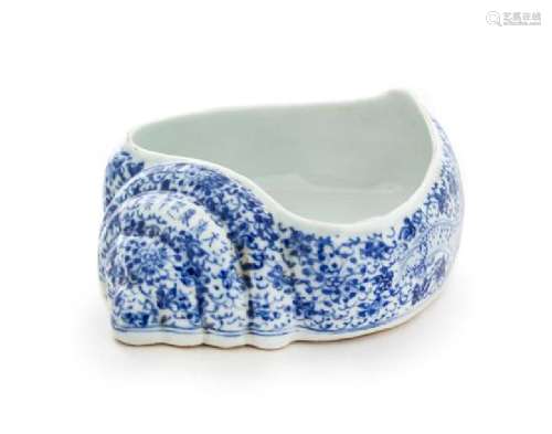 * A Blue and White Porcelain Conch Shell-Form Brush