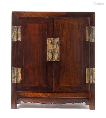 * A Chinese Zitan Kang Cabinet, Antougui Height 13 3/4