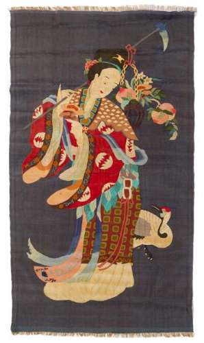 A Chinese Embroidered Kesi Silk Panel 54 x 30 1/4