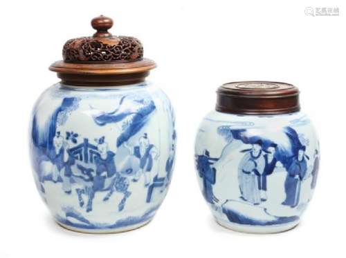 A Pair of Blue and White Porcelain Ginger Jars Height