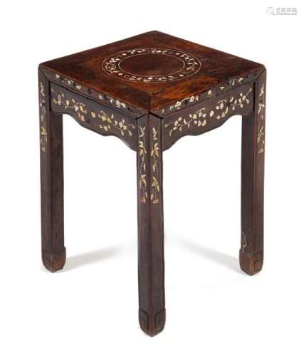 A Mother-of-Pearl Inlaid Hongmu Stool, Fangdeng Height