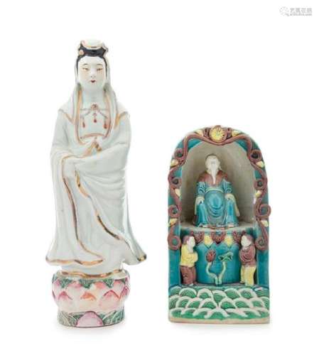 Two Porcelain Figures of Immortals Height of taller 15