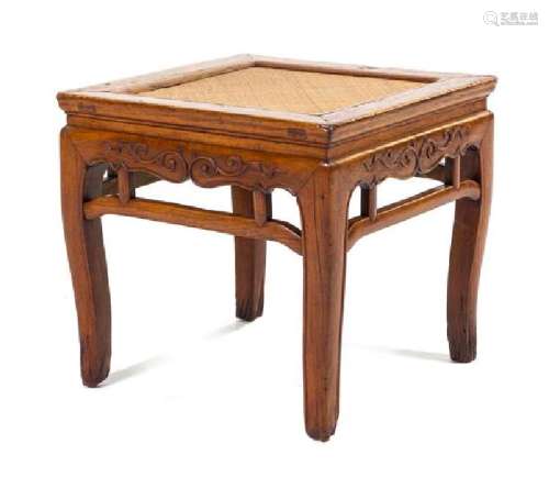 * A Chinese Huanghuali Square Stool, Fangdeng Height 16