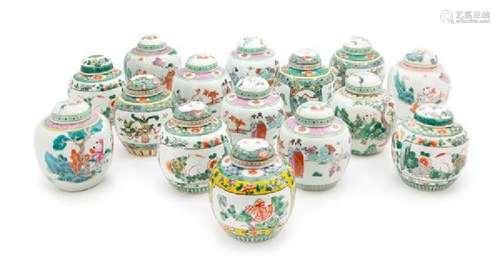 * Fifteen Porcelain Ginger Jars Height of tallest 6