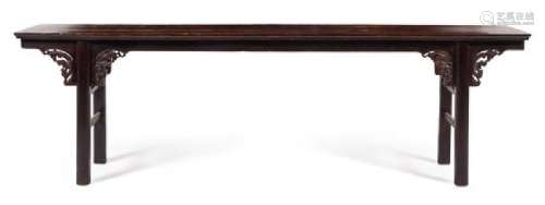 * A Large Chinese Black Lacquered Hardwood Altar Table,