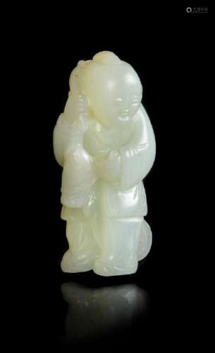 * A White Jade Figure of a Boy Height 2 1/2 inches.