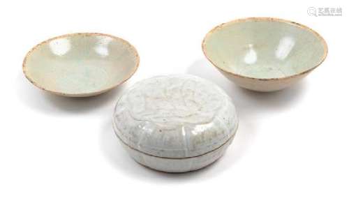 * Three Qingbai Glazed Porcelain Articles Diameter of