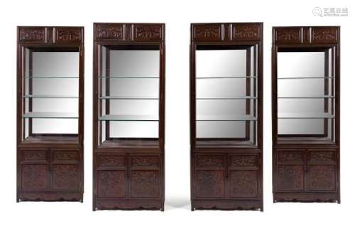 * A Set of Four Chinese Zitan Veneer Hardwood Display