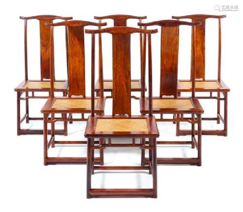* A Set of Six Chinese Huanghuali Side Chairs,