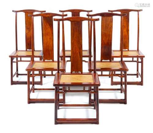 * A Set of Six Chinese Huanghuali Side Chairs,