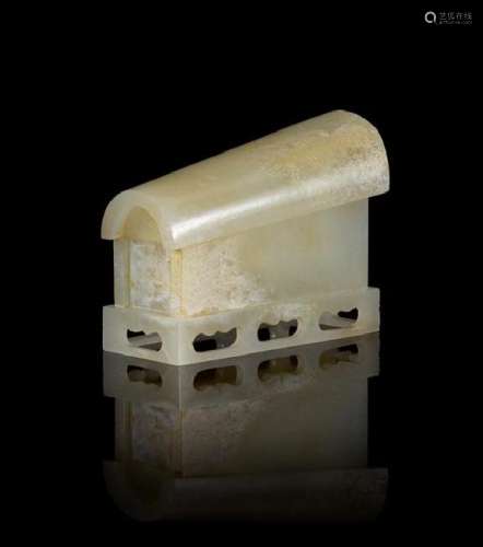 A Carved White Jade Coffin Length 3 inches.