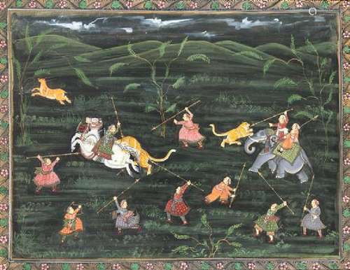 A Large Indian Painting Height 33 x width 43 inches.