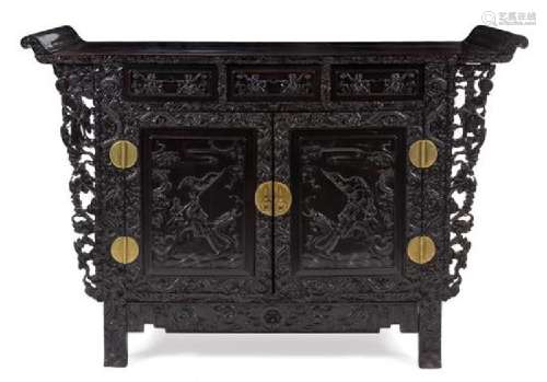 A Large Zitan Altar Coffer, Liansanchu Height 49 1/4 x