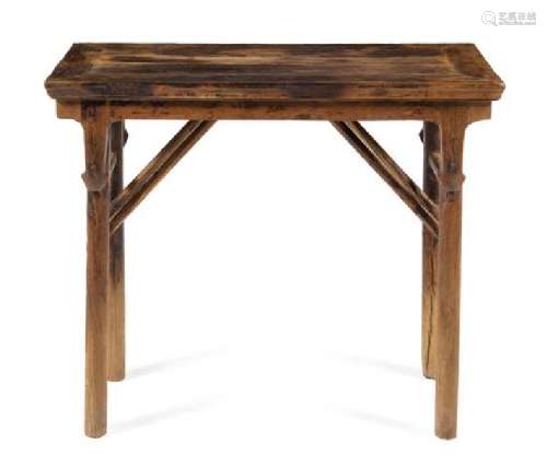 * A Chinese Elmwood Folding Wine Table, Jiuzhuo Height