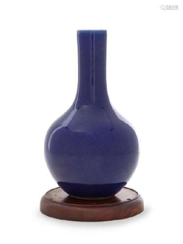 * A Chinese Blue Glazed Porcelain Bottle Vase Height 8