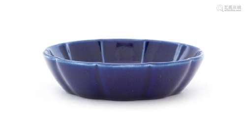 A Blue Glazed Porcelain Shallow Dish Diameter 5 3/4