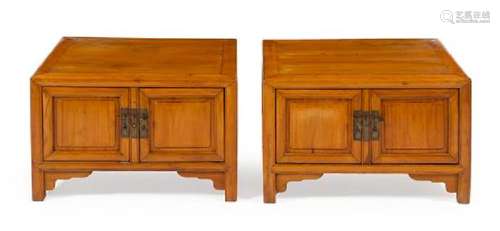 * A Pair of Chinese Elmwood Side Cabinets Each height