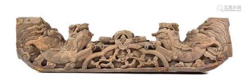 * Seven Chinese Carved Wood Architectual Fragments