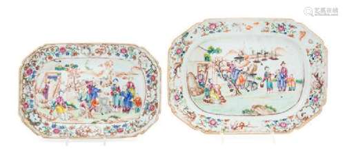 Two Chinese Export Famille Rose Porcelain Platters