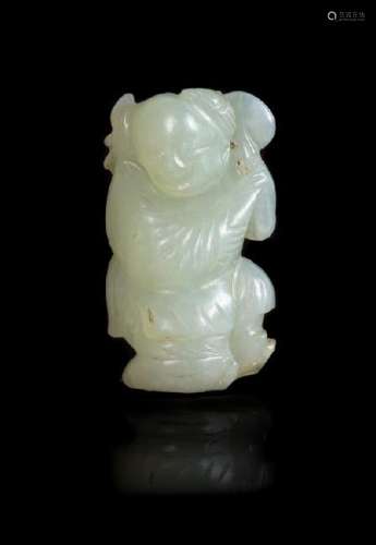 * A Pale Celadon Jade Figure of a Boy Height 1 7/8