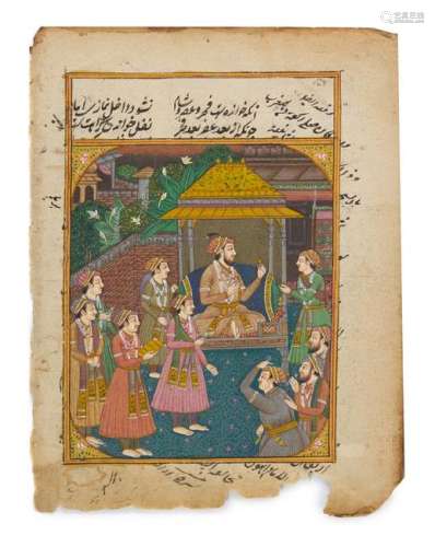 * An Indian Illustrated Manuscript Leaf 6 3/8 x 4 1/2