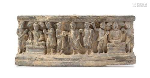 A Gandharan Schist Relief Panel Length 13 1/2 inches.