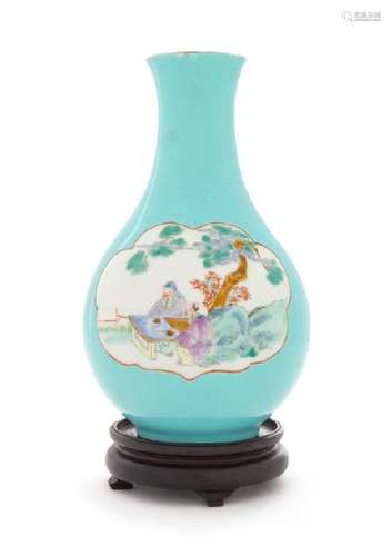 * A Famille Rose Porcelain Vase Height 7 1/2 inches.