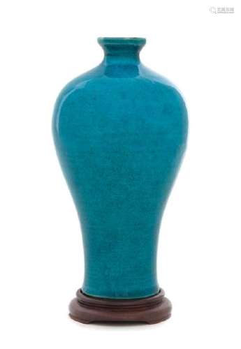 * A Chinese Turquoise Glazed Porcelain Meiping Vase