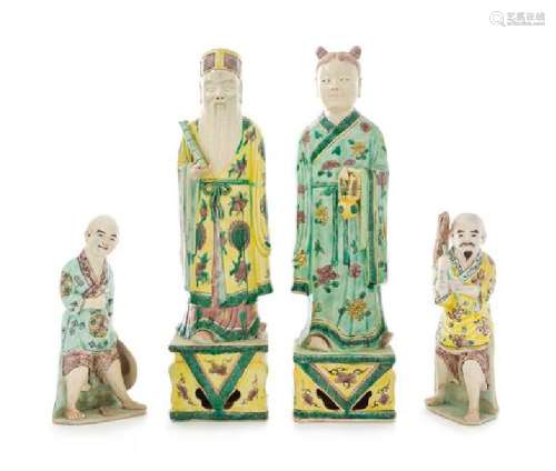 Four Famille Verte Porcelain Figures Height of tallest
