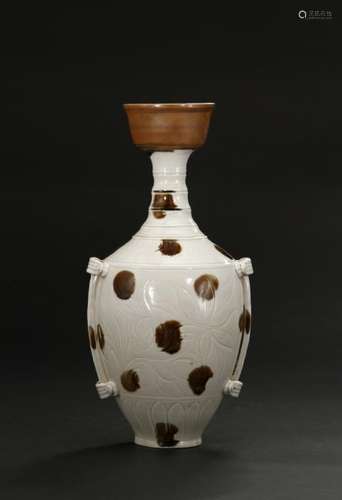 Rare White Ding Russet Spotted Vase, Liao Period