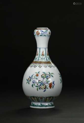 Rare Doucai Garlic-Mouth Bottle Vase