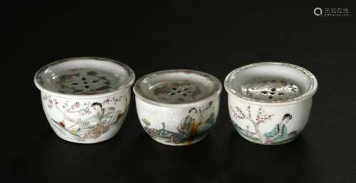 Three Famille Rose Incense Burners
