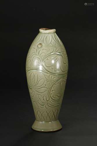 Rare Yaozhou Celadon Carved 'Fish Form' Vase