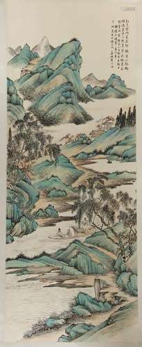 Chinese Scroll Painting of Landscape, Lu Xiaoman