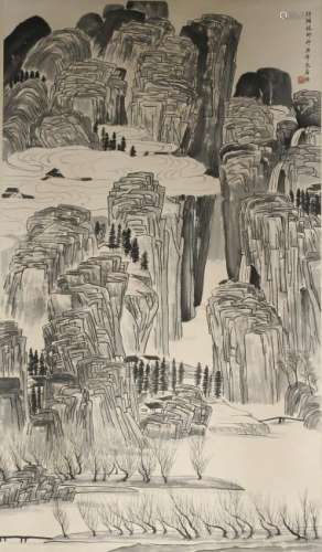 Chinese Scroll Painting of Landscape, Qi Baishi