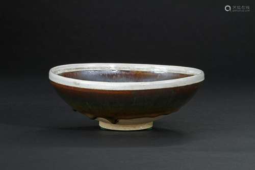 Cizhou Russet Splashed Brown White-Rimmed Bowl