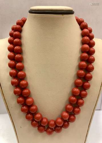 Red Coral Necklace With 14k YG
