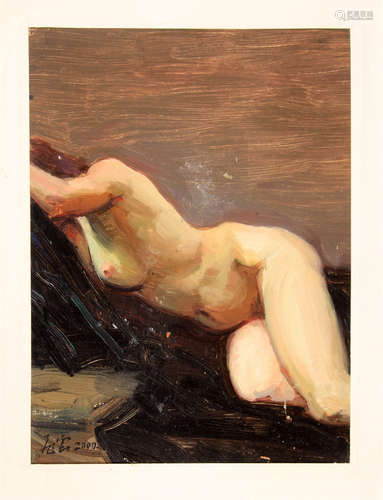 CHINESE OIL PAINTING OF NUDE ON CANVAS