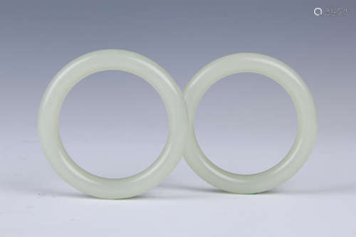 PAIR OF CHINESE WHITE JADE BANGLES