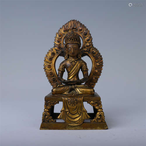 CHINESE GILT BRONZE SEATED GUANYIN