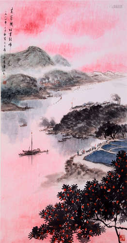 CHINESE SCROLL PAINTING OF RIVER VIEWS