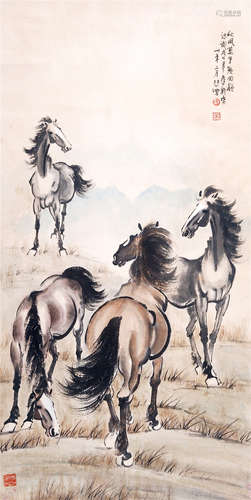 CHINESE SCROLL PAINTING OF HORSE